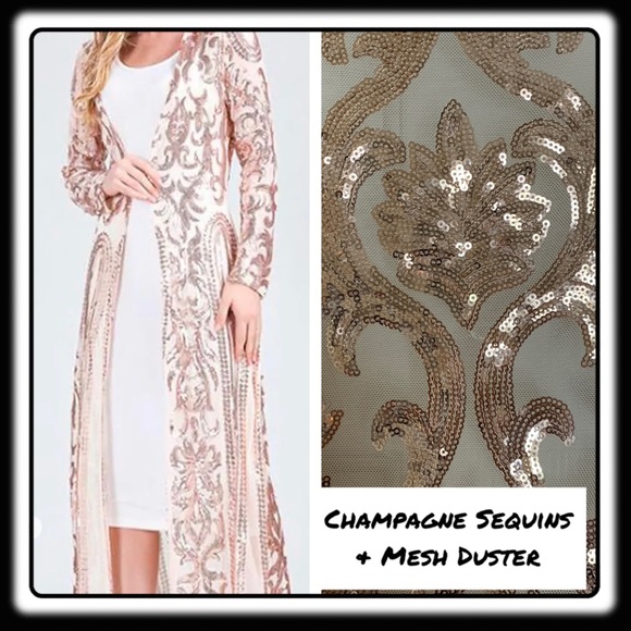 ShimmerRing Jackets & Blazers - NWT champagne sequined DUSTER. Size Large. Stunning! Wow…